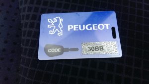 Peugeot Citroen key code card